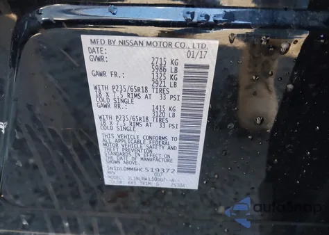 2017 Infiniti Qx60 z USA, uszkodzony, nr VIN 5N1DL0MM6HC519372